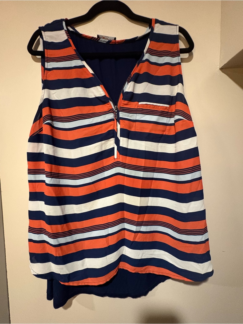 Dex Sleeveless Striped Zip-Front Women’s Top